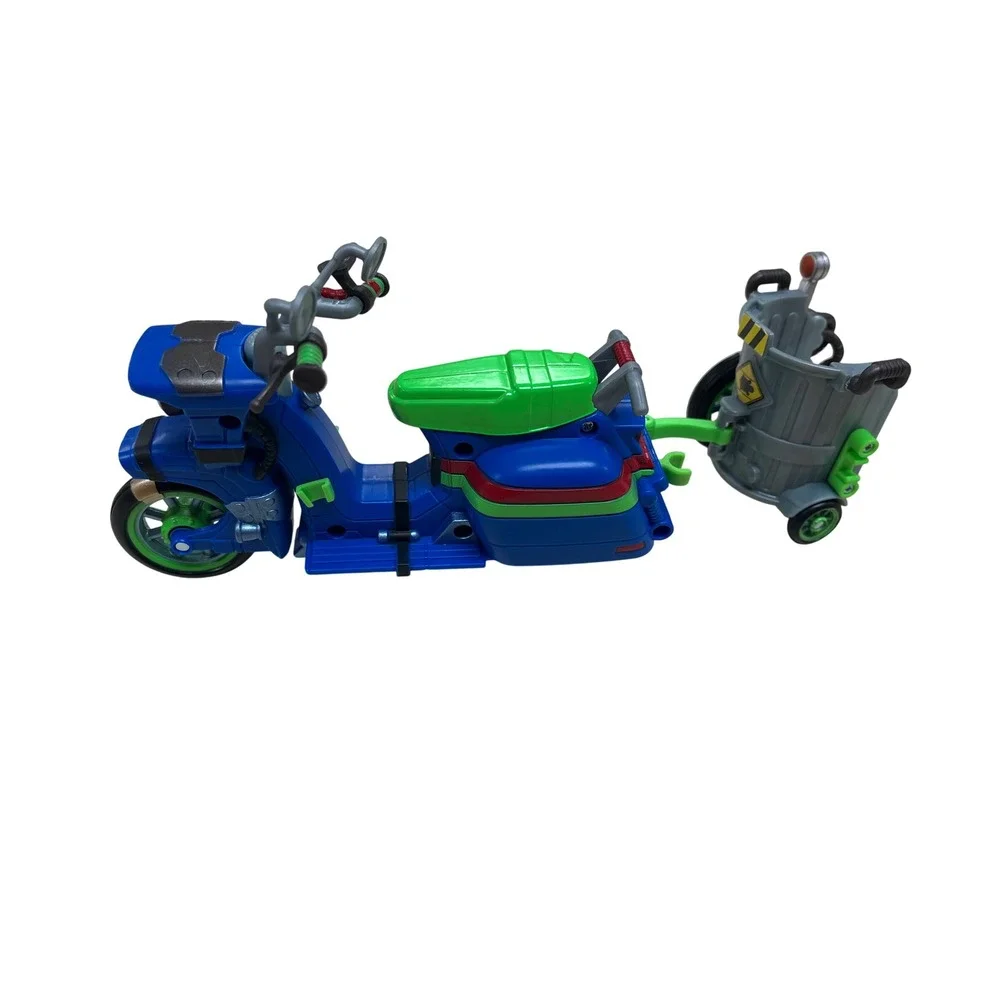 TMNT Mutant Mayhem Pizza Fire Delivery Cycle Scooter Vehicle Sidecar Blue Green